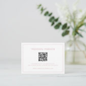 Carte D'accompagnement Code QR de monogramme rose clair simple et élégant (Debout devant)