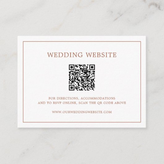 Carte D'accompagnement Code QR de monogramme simple en terre cuite pour u (Devant)