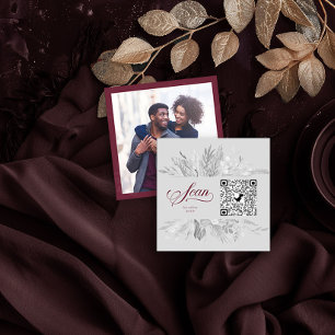 Carte D'accompagnement Code QR de photo en ligne RSVP Bordeaux Gris Botan