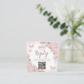 Carte D'accompagnement Code QR de Quinceanera Fleurs de Cerisier Or Rose (Debout devant)
