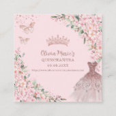 Carte D'accompagnement Code QR de Quinceañera Fleurs de Cerisier Or Rose (Dos)