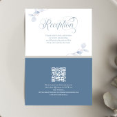 Carte D'accompagnement Code QR de réception de mariage floral bleu poussi