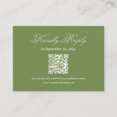 Carte D'accompagnement Code QR de réponse à un mariage vert olive (Devant)