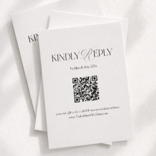 Carte D'accompagnement Code QR de réponse au mariage noir et blanc