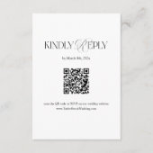 Carte D'accompagnement Code QR de réponse au mariage Noir et Blanc (Devant)