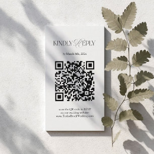 Carte D'accompagnement Code QR de réponse au mariage simple noir et blanc