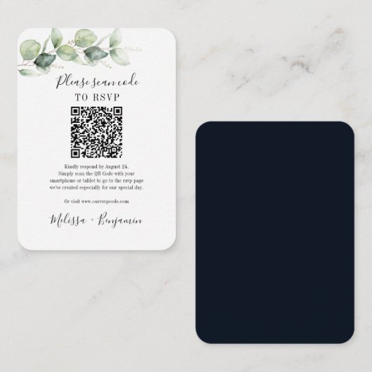 Carte D'accompagnement Code QR de réponse de mariage à la verdure d'eucal (Devant / Derrière)