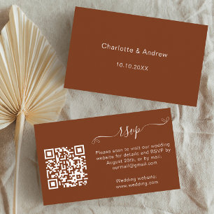 Carte D'accompagnement Code QR de réponse de mariage à l'orange rouille