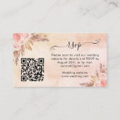 Carte D'accompagnement Code QR de réponse de mariage aux tons rose pampa (Dos)