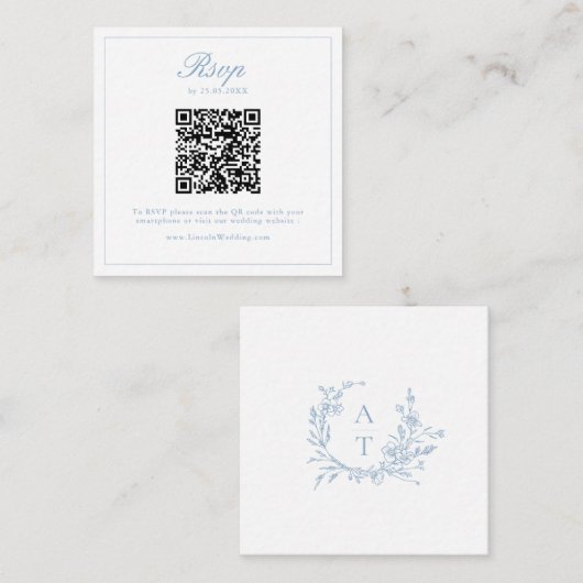 Carte D'accompagnement Code QR de réponse de mariage avec arête de fleur  (Devant / Derrière)