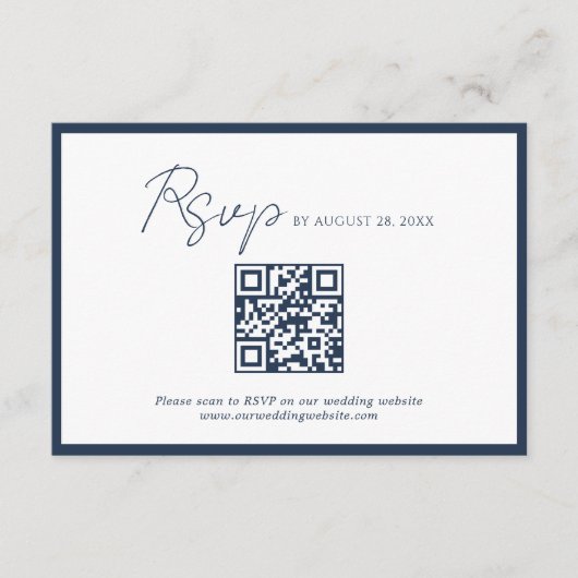 Carte D'accompagnement Code QR de réponse de mariage avec bordure bleu ma (Devant)