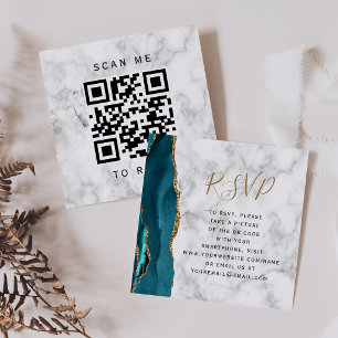 Carte D'accompagnement Code QR de réponse de mariage avec marbre d'agate