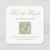 Carte D'accompagnement Code QR de réponse de mariage blanc et vert (Devant)