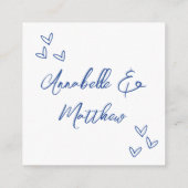 Carte D'accompagnement Code QR de réponse de mariage bleu à script minima (Dos)