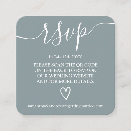 Carte D'accompagnement Code QR de réponse de mariage bleu poudré simple (Devant)