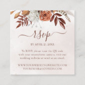 Carte D'accompagnement Code QR de réponse de mariage bohème floral automn (Devant)