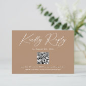 Carte D'accompagnement Code QR de réponse de mariage Boho Brun Taupe (Debout devant)