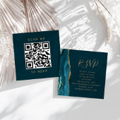 Carte D'accompagnement Code QR de réponse de mariage Budget Dark Teal Gol
