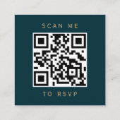 Carte D'accompagnement Code QR de réponse de mariage Budget Dark Teal Gol (Dos)