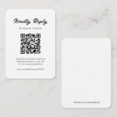 Carte D'accompagnement Code QR de réponse de mariage classique noir et bl (Devant / Derrière)