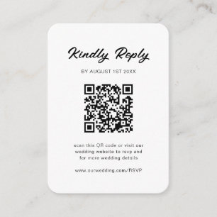 Carte D'accompagnement Code QR de réponse de mariage classique noir et bl
