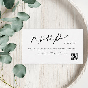 Carte D'accompagnement Code QR de réponse de mariage élégant noir et blan
