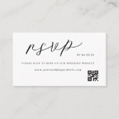 Carte D'accompagnement Code QR de réponse de mariage élégant noir et blan (Devant)