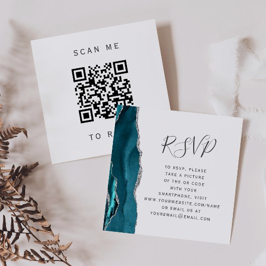 Carte D'accompagnement Code QR de réponse de mariage en Agate Argenté Sar