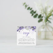 Carte D'accompagnement Code QR de réponse de mariage floral violet (Debout devant)