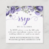 Carte D'accompagnement Code QR de réponse de mariage floral violet (Devant)