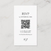 Carte D'accompagnement Code QR de réponse de mariage moderne noir et blan (Devant)