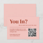 Carte D'accompagnement Code QR de réponse de mariage rouge et rose rétro (Devant / Derrière)