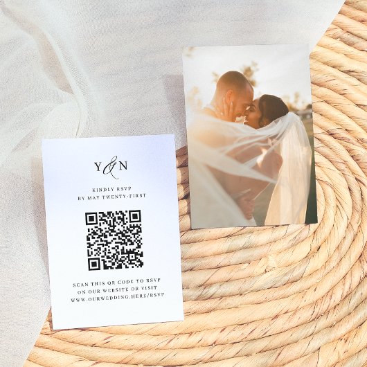 Carte D'accompagnement Code QR de Réponse de Mariage Simple et Élégant av
