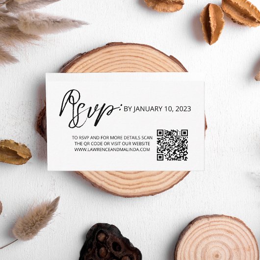 Carte D'accompagnement Code QR de réponse de mariage simple et minimalist