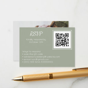 Carte D'accompagnement Code QR de réponse en ligne blanc de mariage sage