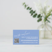 Carte D'accompagnement Code QR de réponse en ligne pour mariage bleu péri (Debout devant)