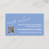 Carte D'accompagnement Code QR de réponse en ligne pour mariage bleu péri (Devant)