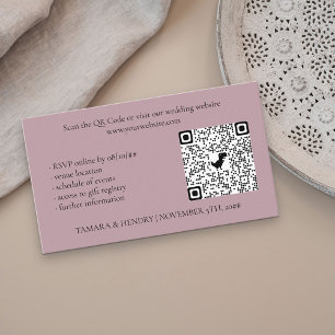 Carte D'accompagnement Code QR de réponse en ligne pour mariage Rose Pous