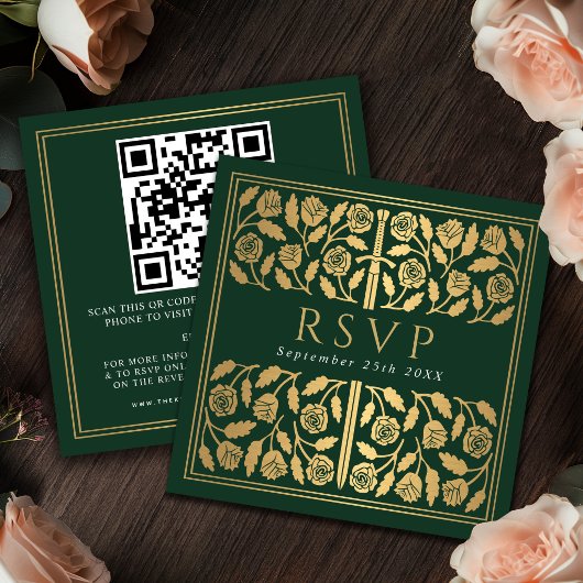 Carte D'accompagnement Code QR de réponse pour le mariage royal avec l'ép