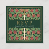 Carte D'accompagnement Code QR de réponse pour le mariage royal floral or (Devant)