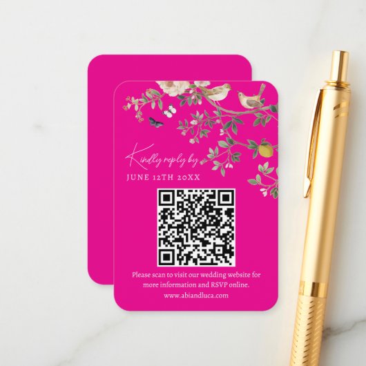 Carte D'accompagnement Code QR de réponse pour le site web de mariage en  (Devant/Arrière en situation)