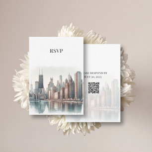 Carte D'accompagnement Code QR de réponse pour mariage à l'aquarelle de l