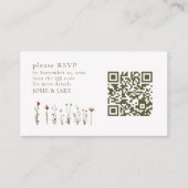 Carte D'accompagnement Code QR de réponse pour mariage aux fleurs sauvage (Devant)