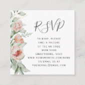 Carte D'accompagnement Code QR de réponse pour mariage printanier floral (Devant)