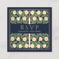 Code QR de réponse pour mariage royal floral or bl