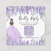 Carte D'accompagnement Code QR de réponse pour Quinceanera aux fleurs de (Devant)