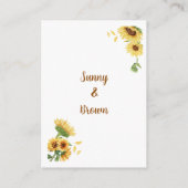 Carte D'accompagnement Code QR de réponse pour un mariage aux tournesols (Dos)