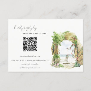 Carte D'accompagnement Code QR de réponse pour un mariage avec arche flor