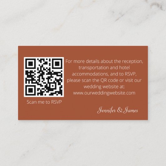 Carte D'accompagnement Code QR de réponse pour un mariage avec des fleurs (Dos)