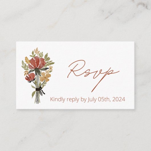 Carte D'accompagnement Code QR de réponse pour un mariage avec des fleurs (Devant)